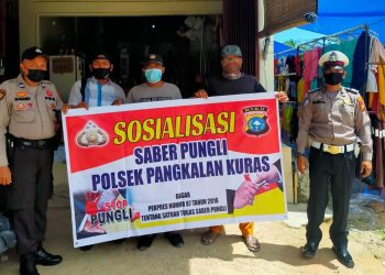 Sambangi Pemuda Pasar, Polsek Pangkalan Kuras Berikan Sosialisasi Saber Pungli