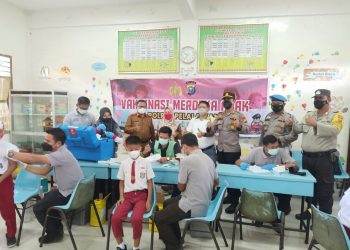 Polsek Pangkalan Lesung Buka Layanan  Vaksinasi Covid-19 di Sekolah